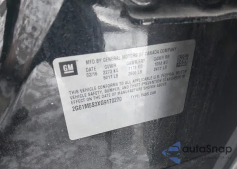 2016 Cadillac Xts Luxury Collection z USA, uszkodzony, nr VIN 2G61M5S3XG9170270